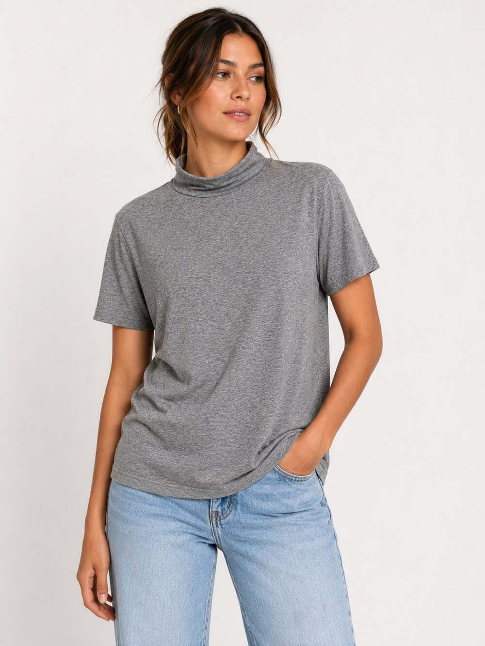 BP. Nordstrom mock neck heather gray short sleeve tee relaxed fit Small NWOT